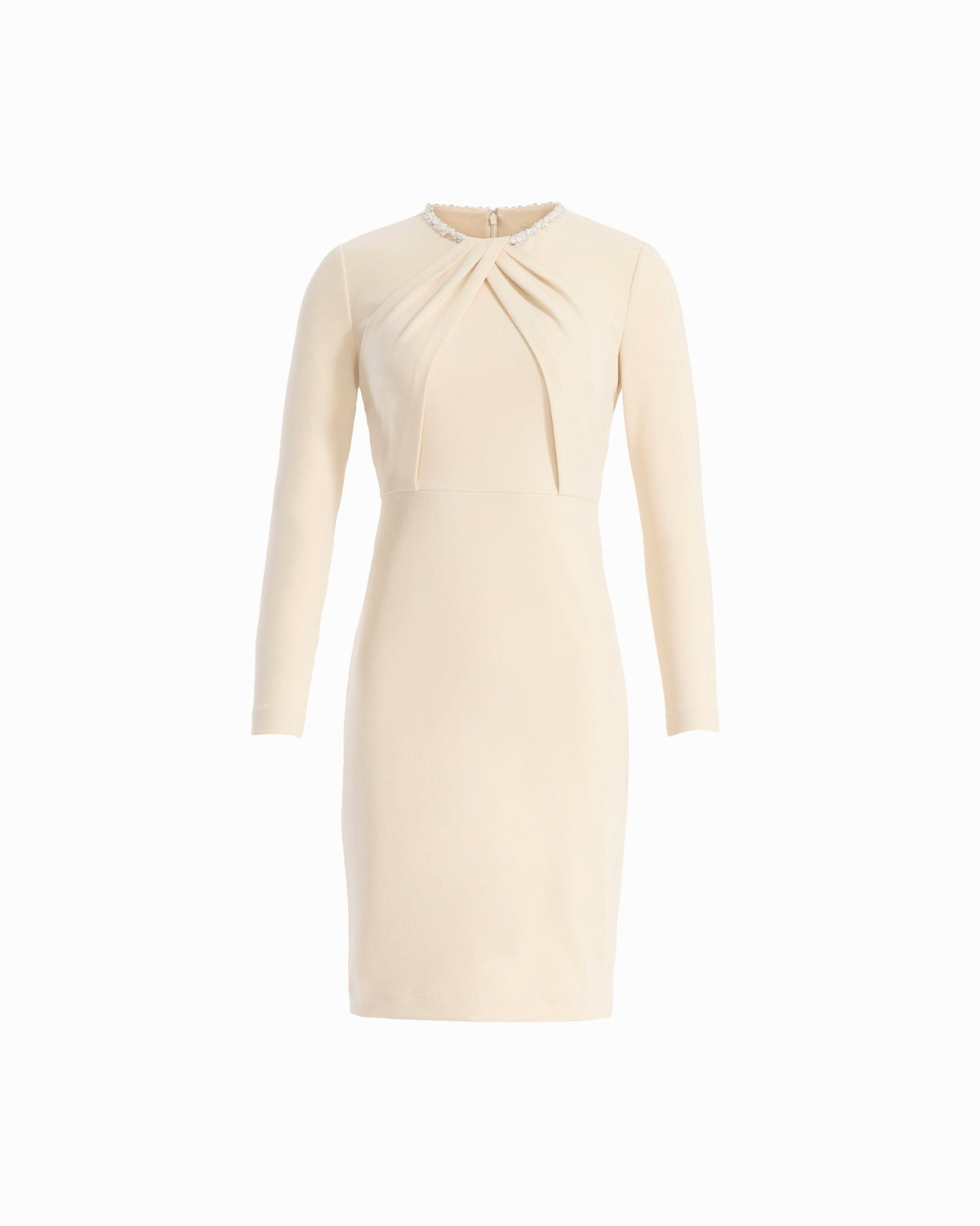 Anne Klein IVORY SHELL Embellished Twist Neck Dress