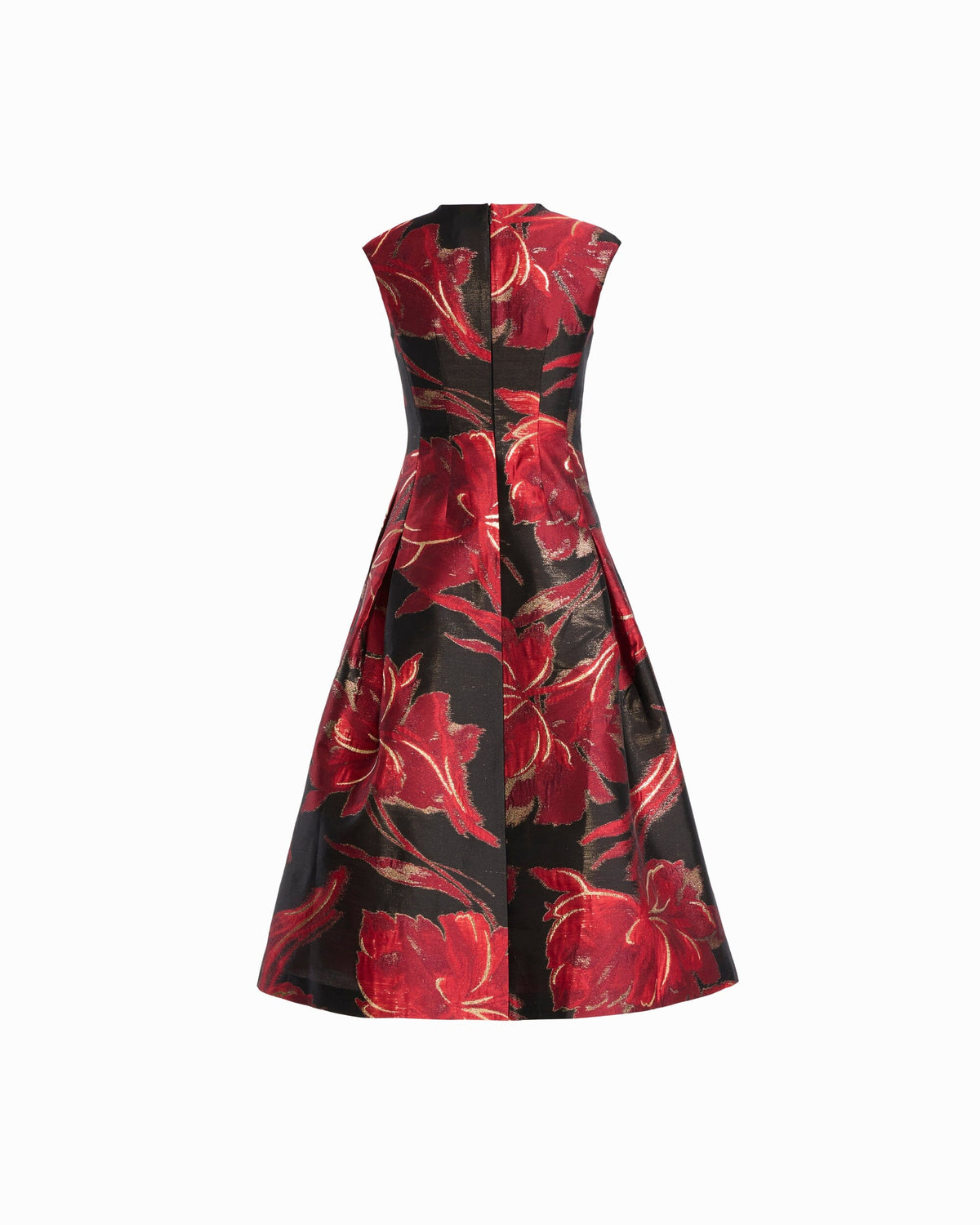 Anne Klein Floral Jacquard V-Neck Fit & Flare Midi Dress