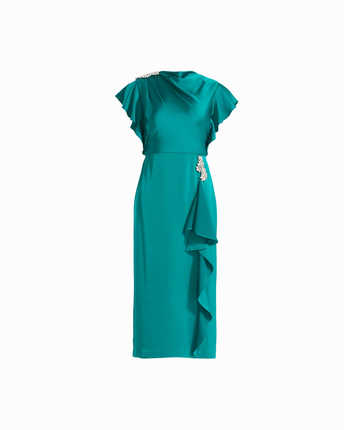 Anne Klein MALLARD Crystal Embellished Satin Dress