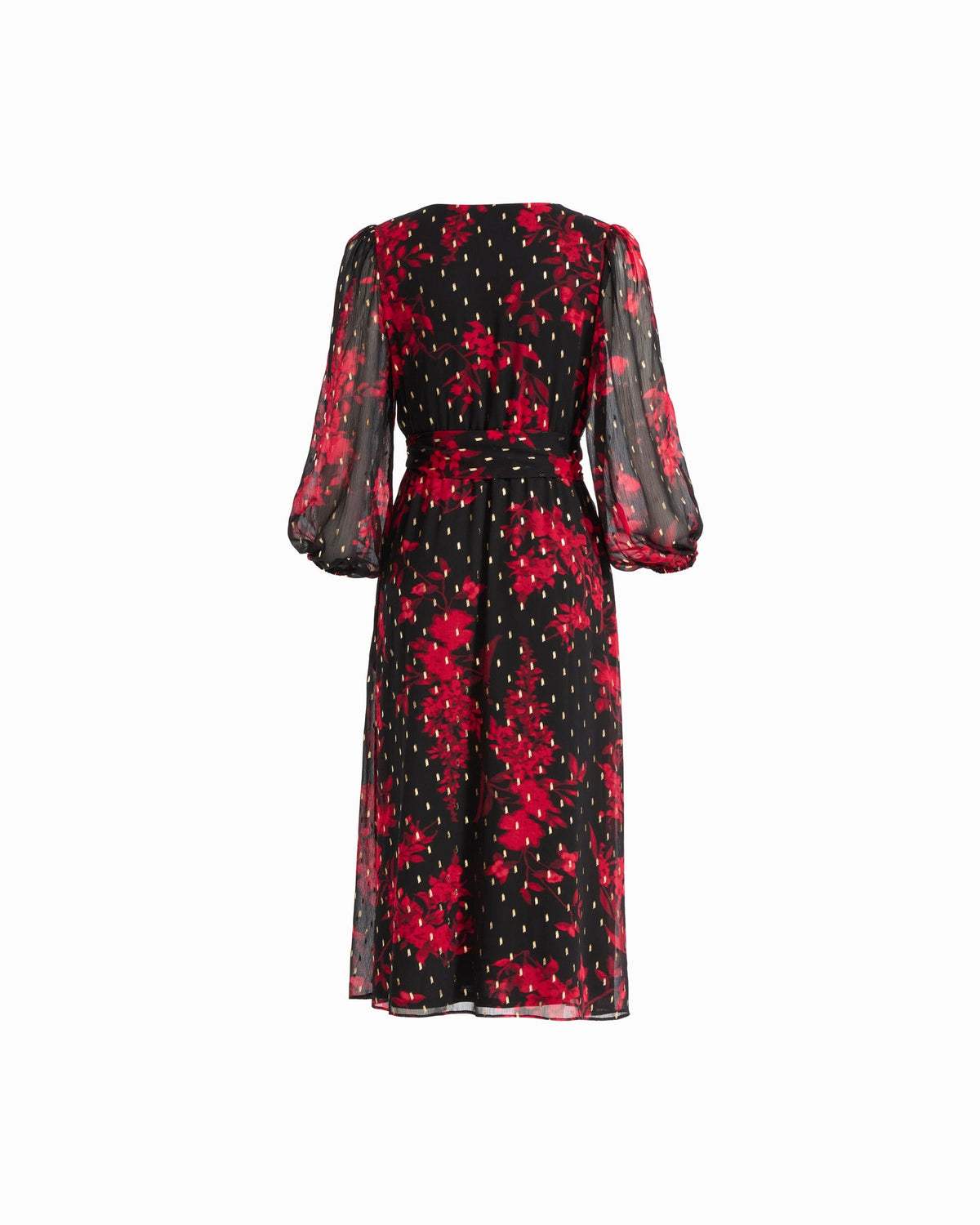 Anne Klein Printed Chiffon V-Neck Midi Dress