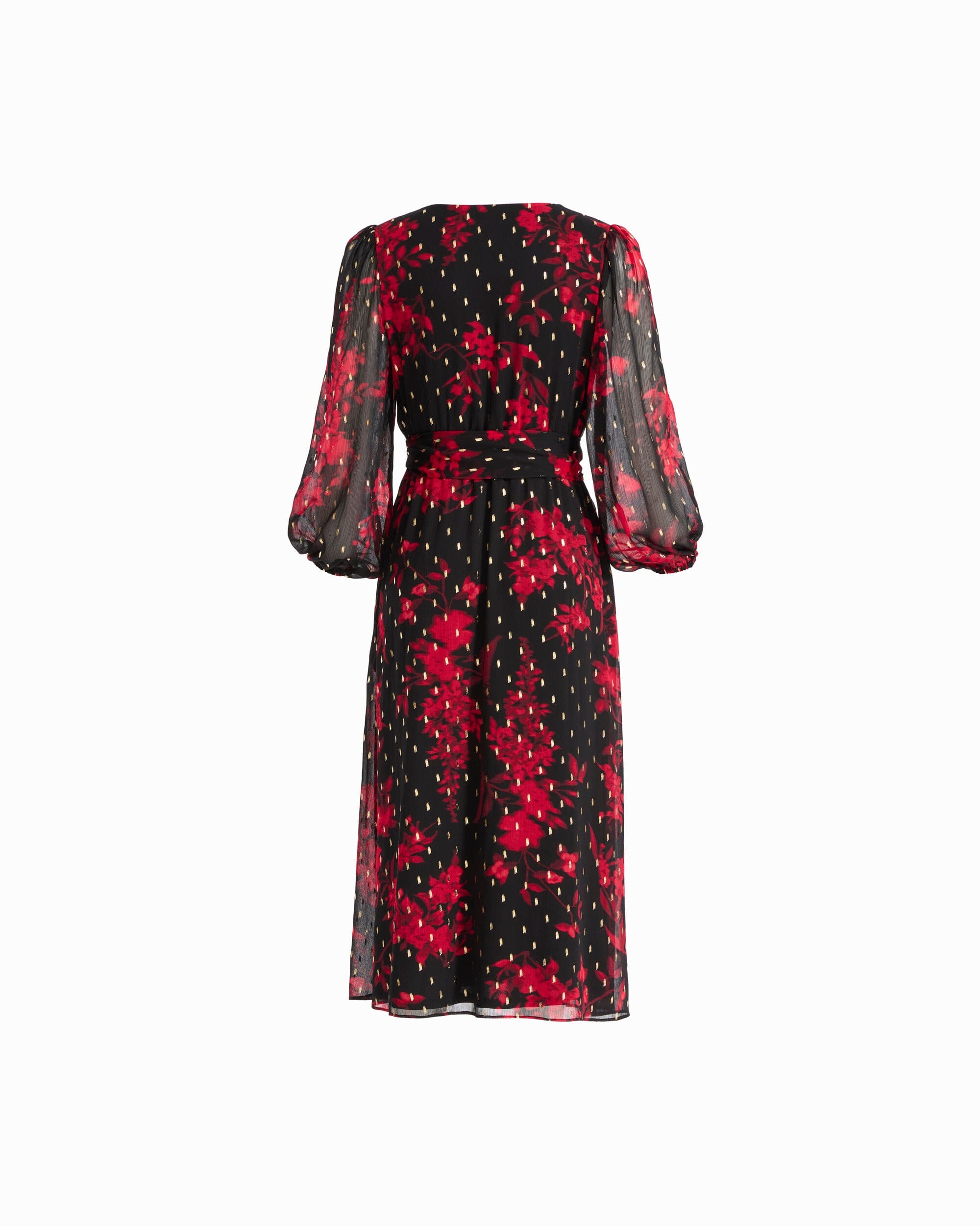 Anne Klein Printed Chiffon V-Neck Midi Dress
