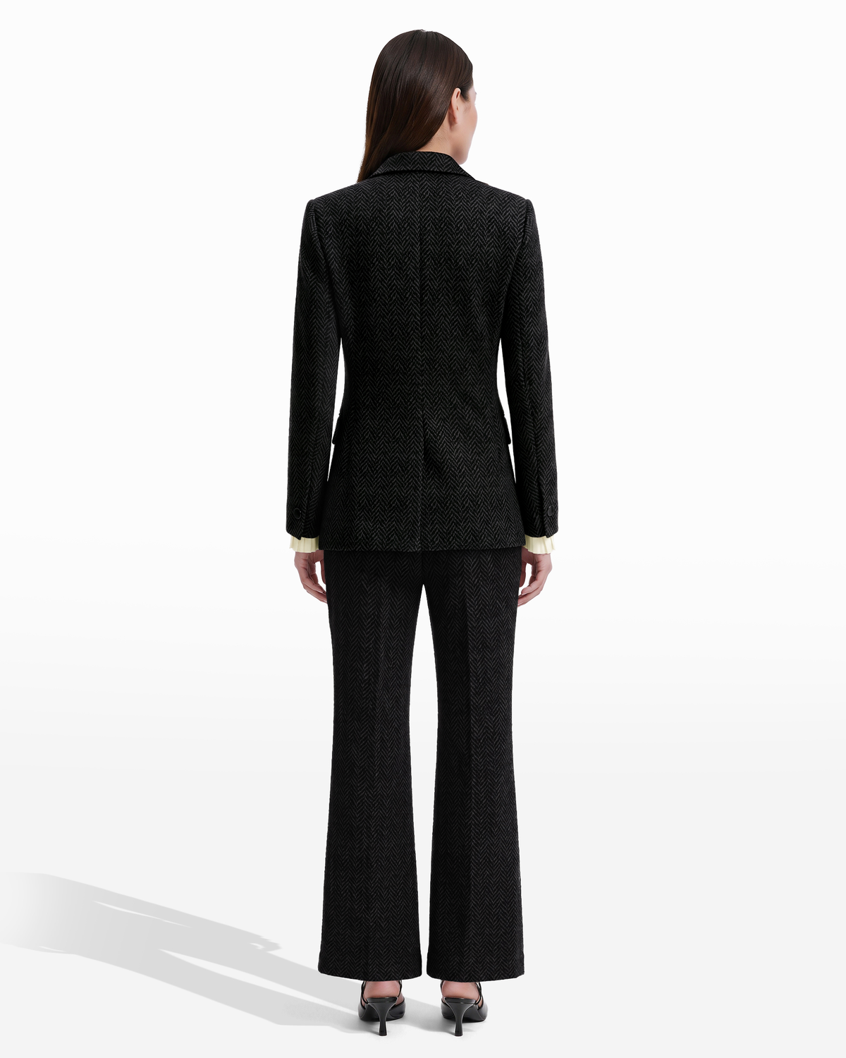 Notch Collar One-Button Jacket with Flap Pockets