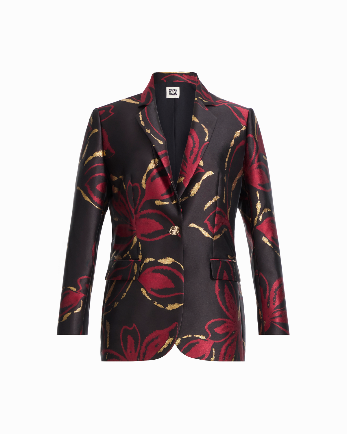 One-Button Notch Lapel Jacket with Flap Pockets