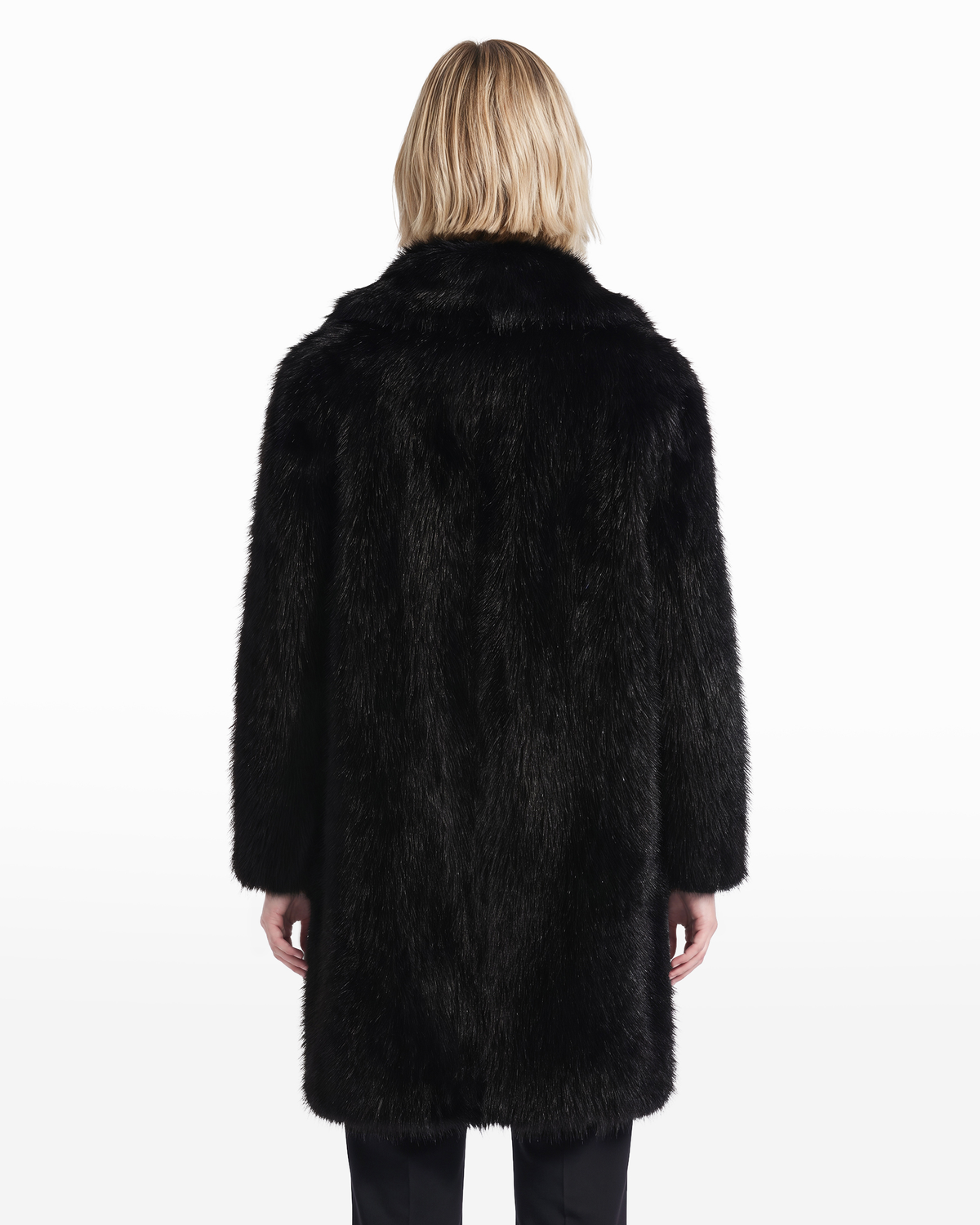 Notch Collar Faux Fur Coat