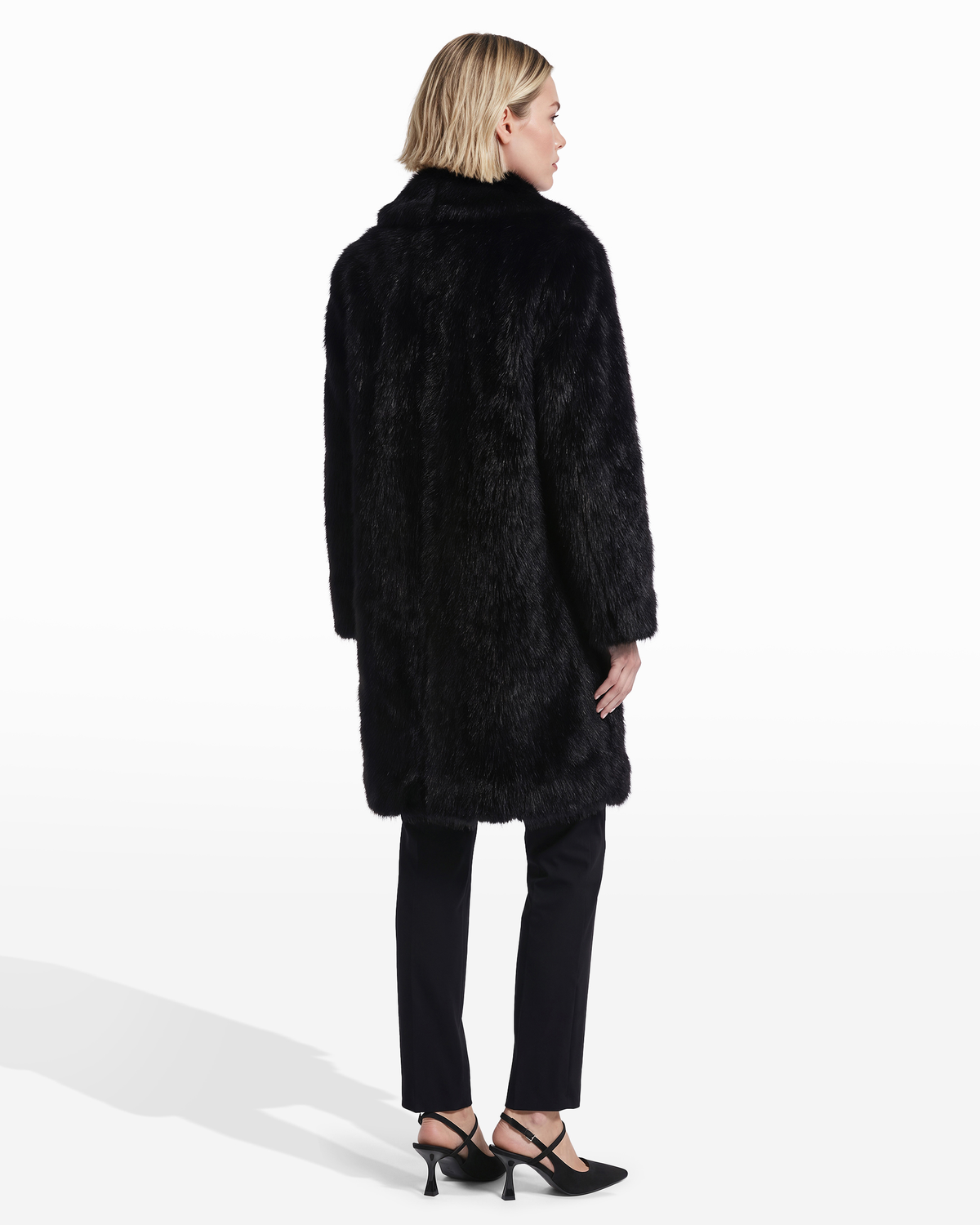 Notch Collar Faux Fur Coat
