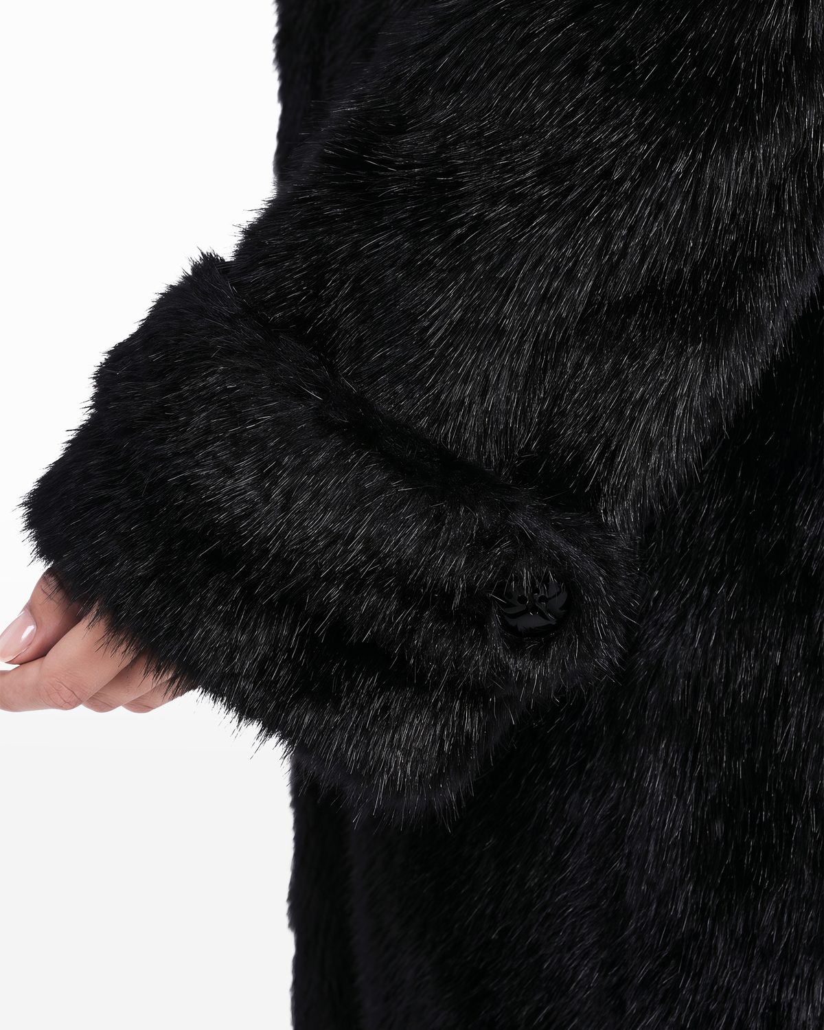 Notch Collar Faux Fur Coat