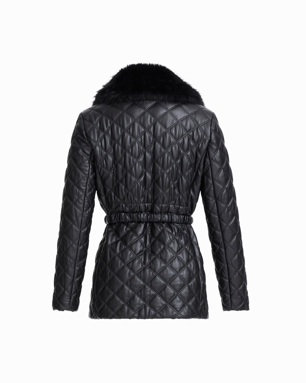 Petite Double Diamond Quilted Belted Jacket