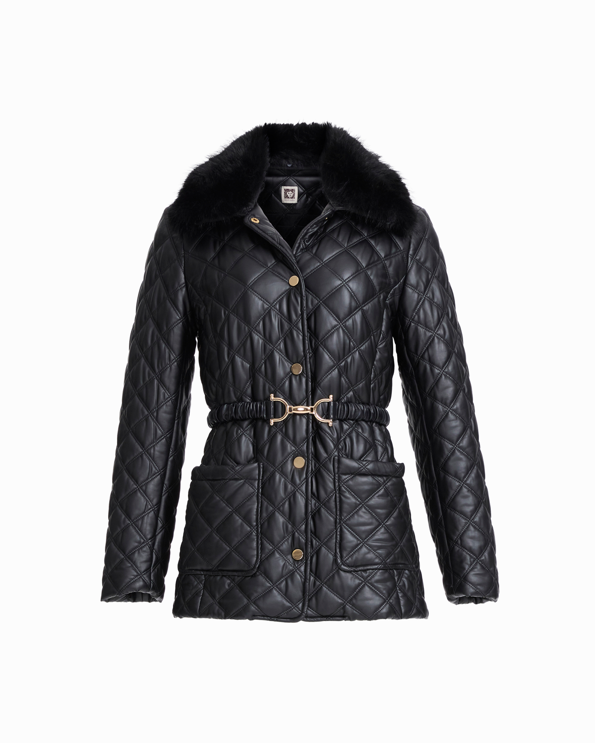 Petite Double Diamond Quilted Belted Jacket