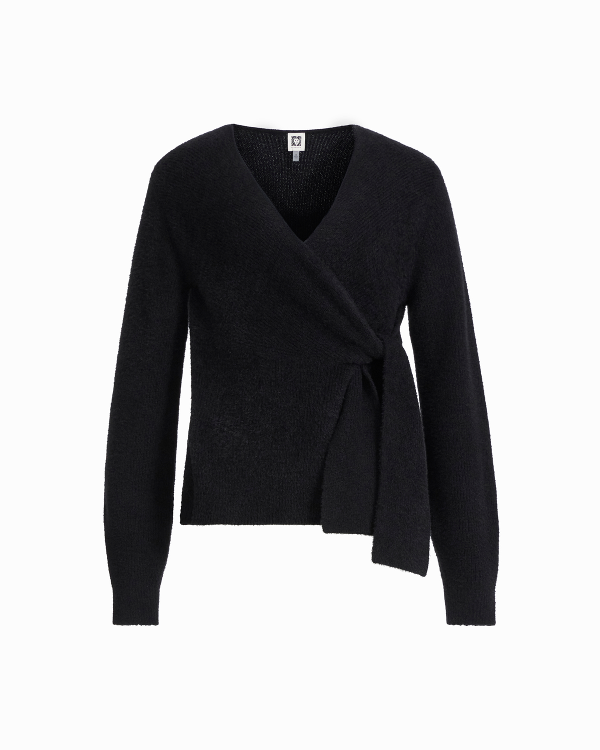 Eyelash Faux Wrap Sweater