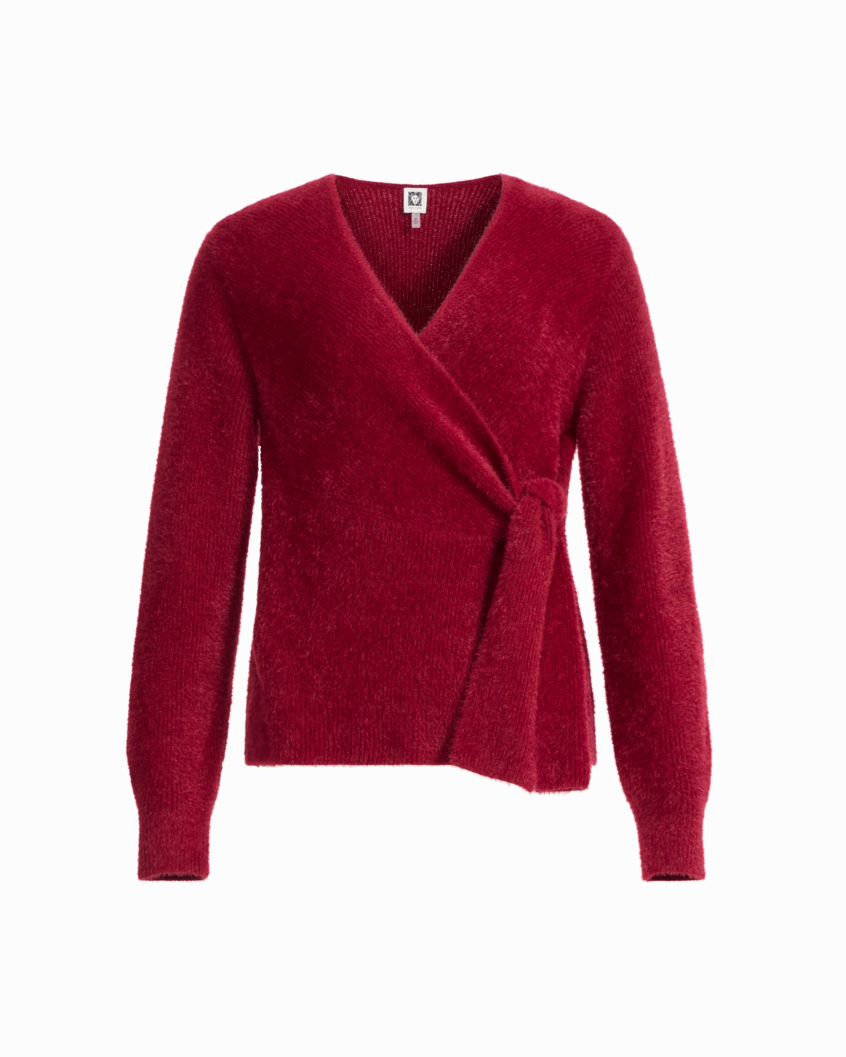 Eyelash Faux Wrap Sweater