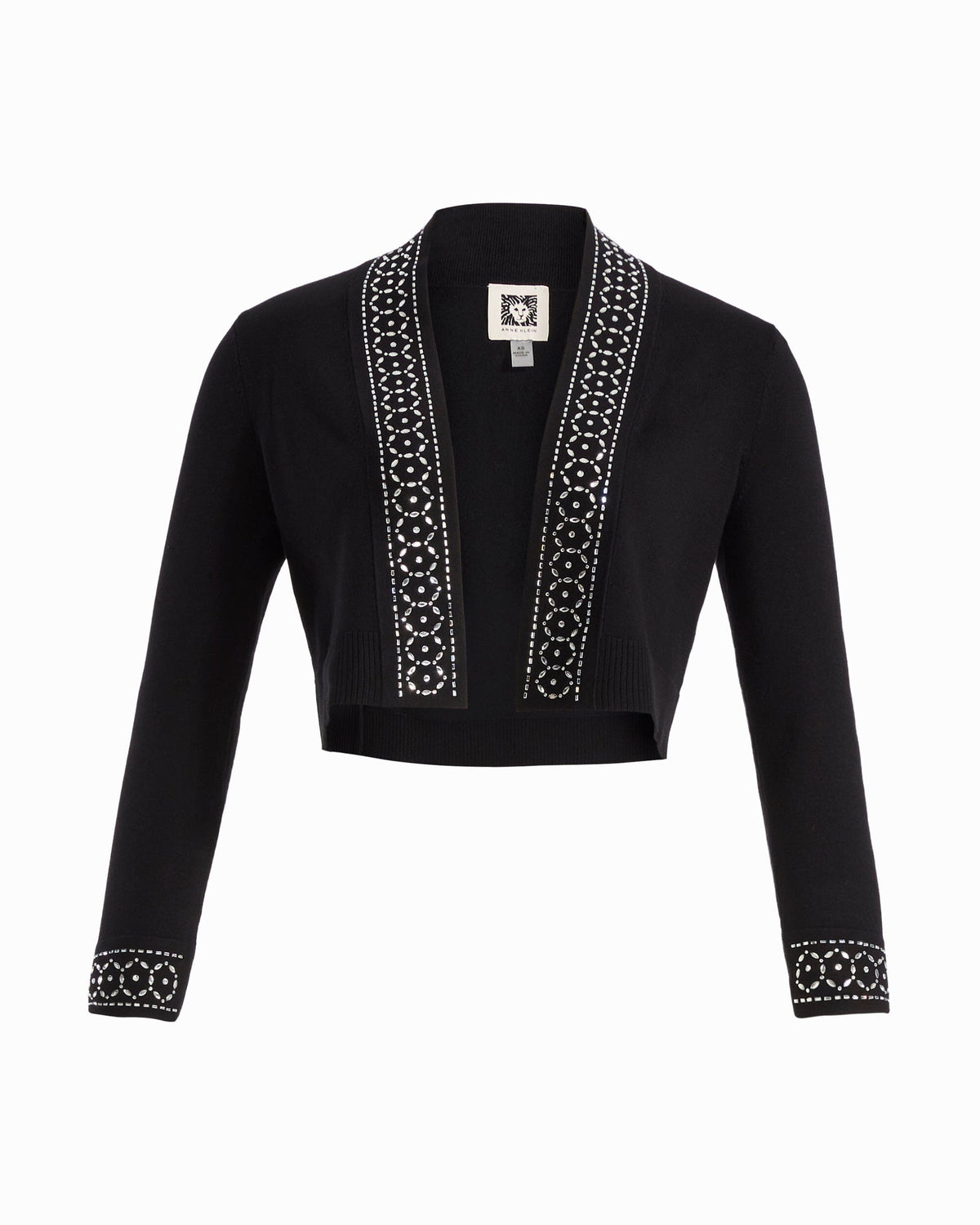 Anne Klein ANNE BLACK Crystal Embellished Kissing Front Cropped Shrug