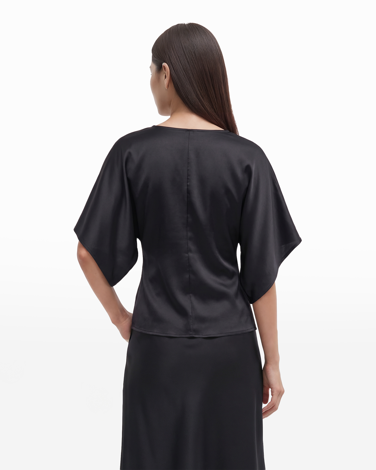 Bateau Neck Short Sleeve Blouse