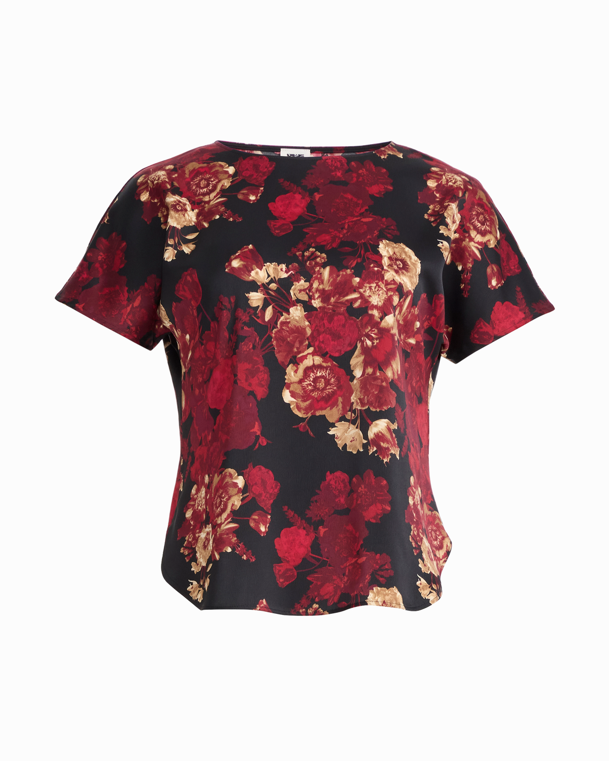 Petite Bateau Neck Dark Woven Blouse