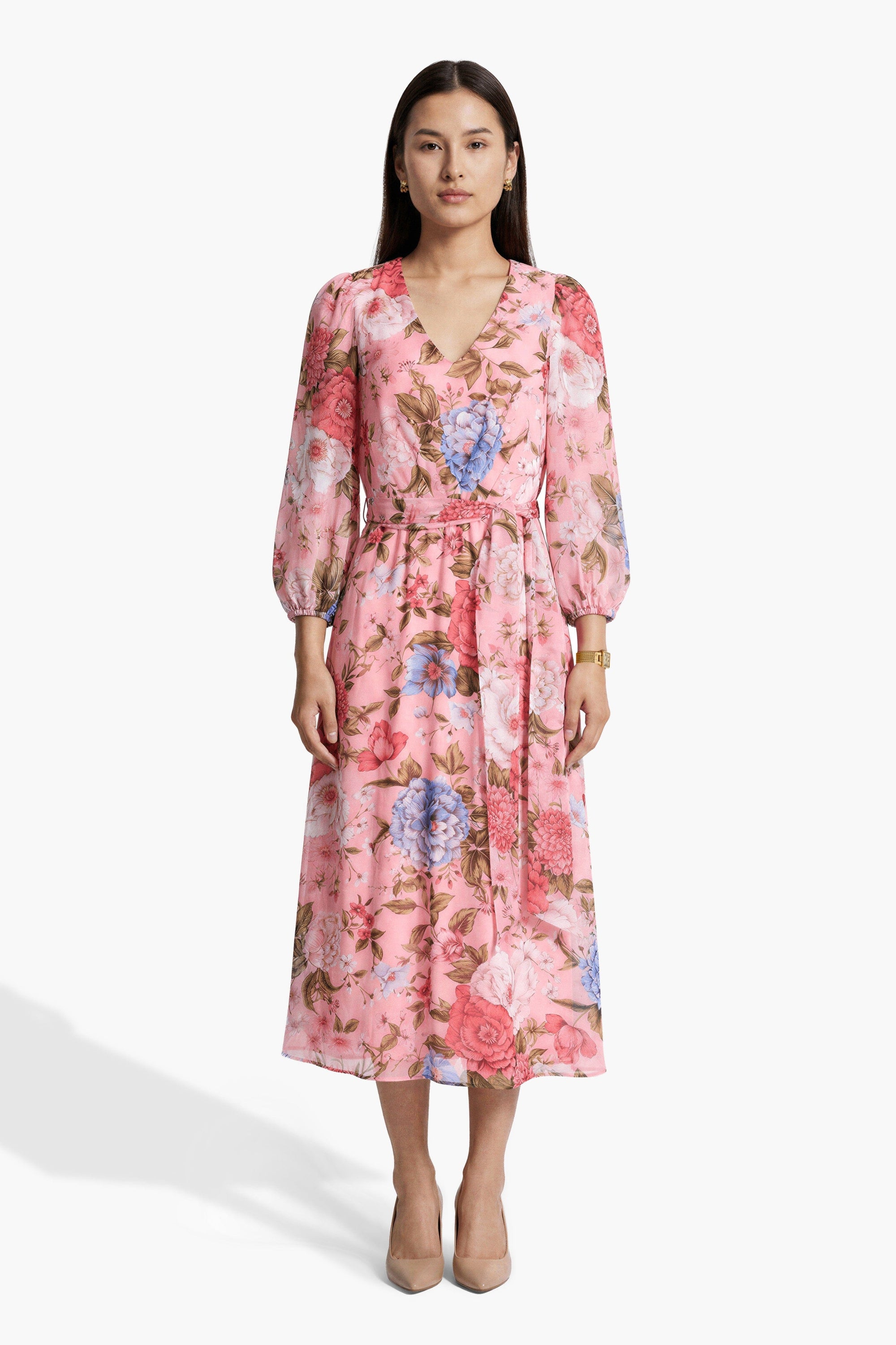 Three-Quarter Sleeve Midi Length Dress Dresses Kasper