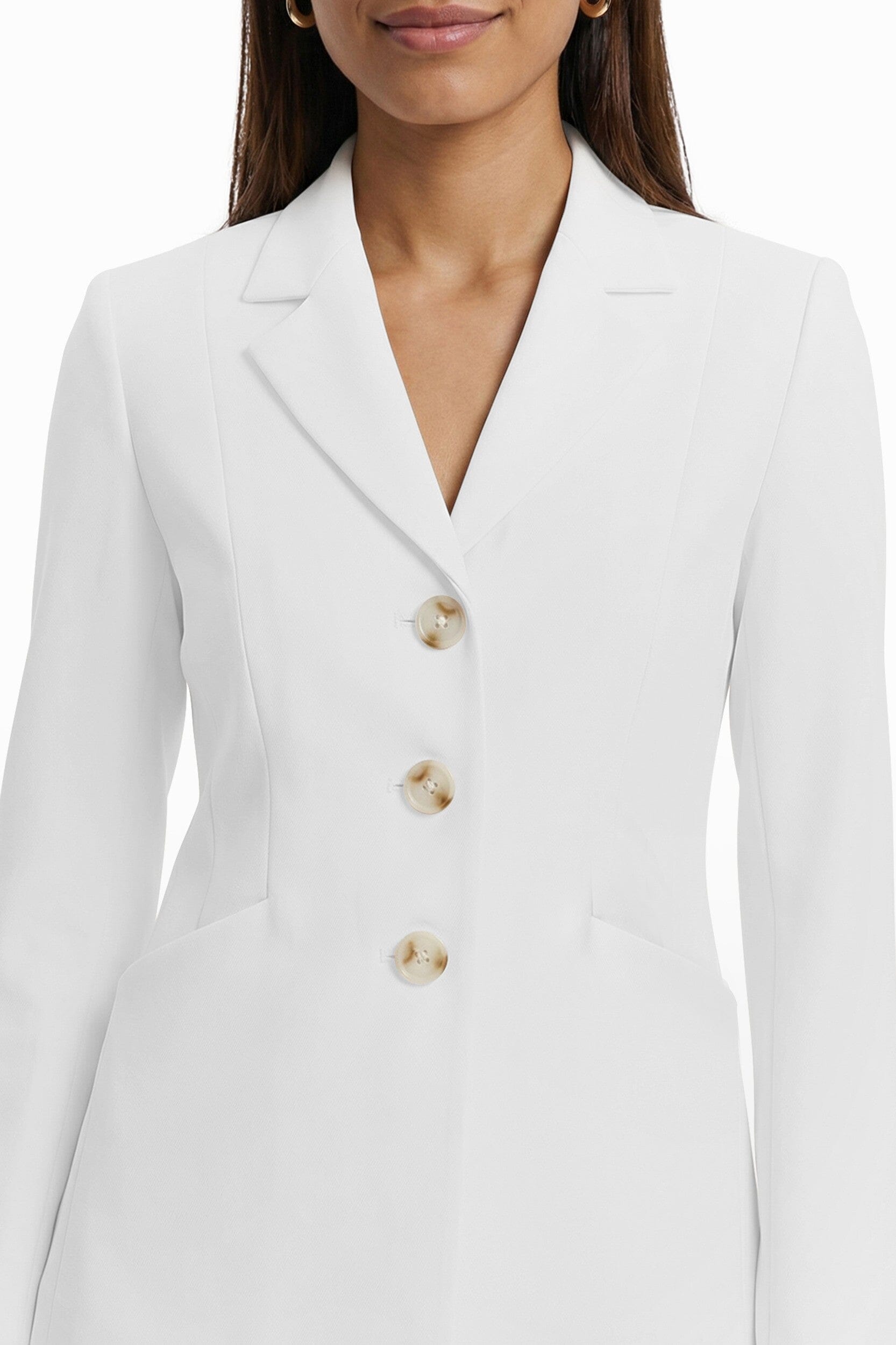 Anne Klein 3 Button Fitted Notch Collar Jacket