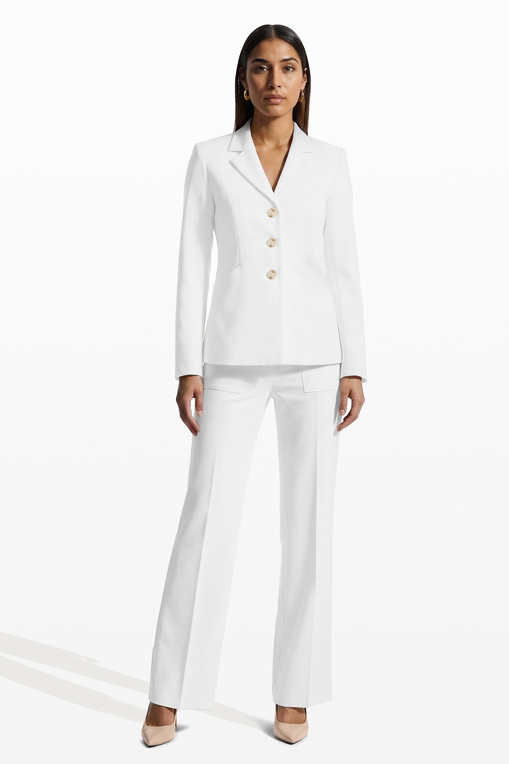 Anne Klein 3 Button Fitted Notch Collar Jacket