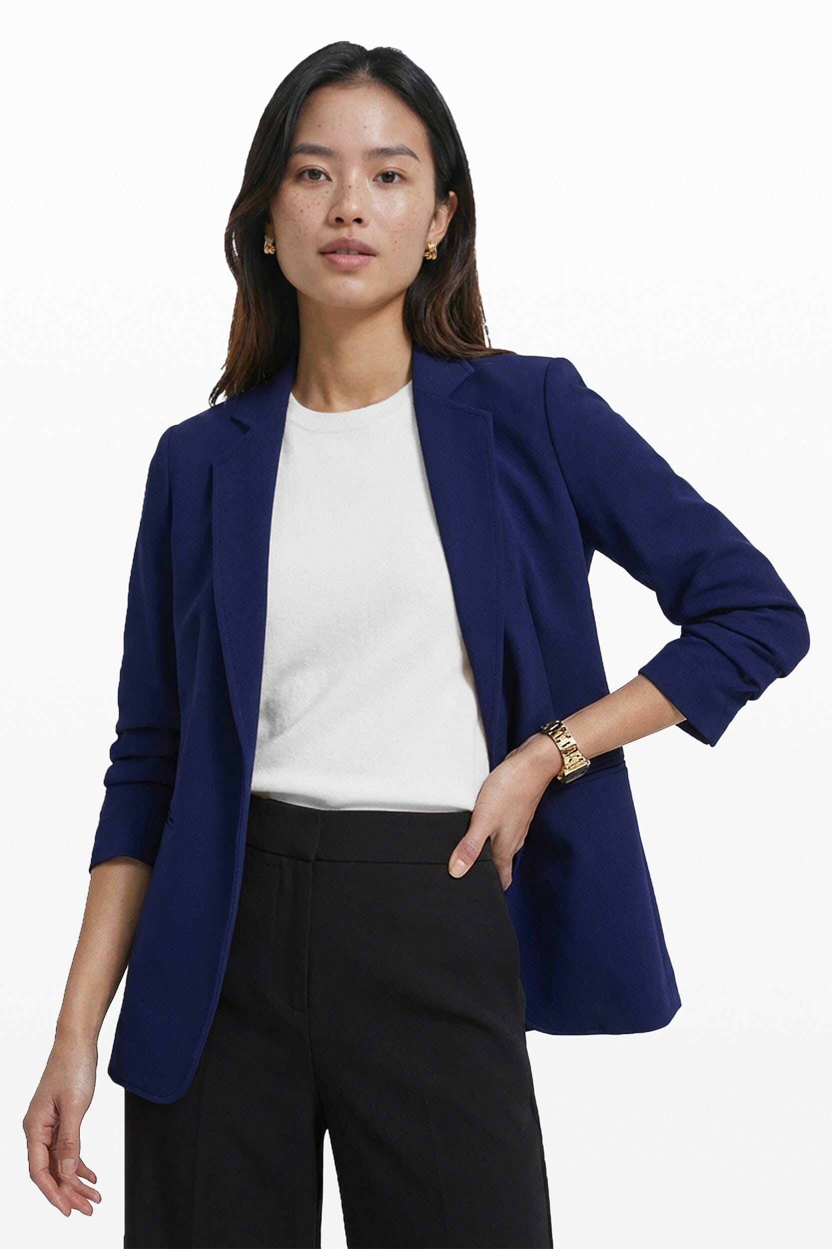 Open Front Scrunch Sleeve Jacket Clothing Kasper