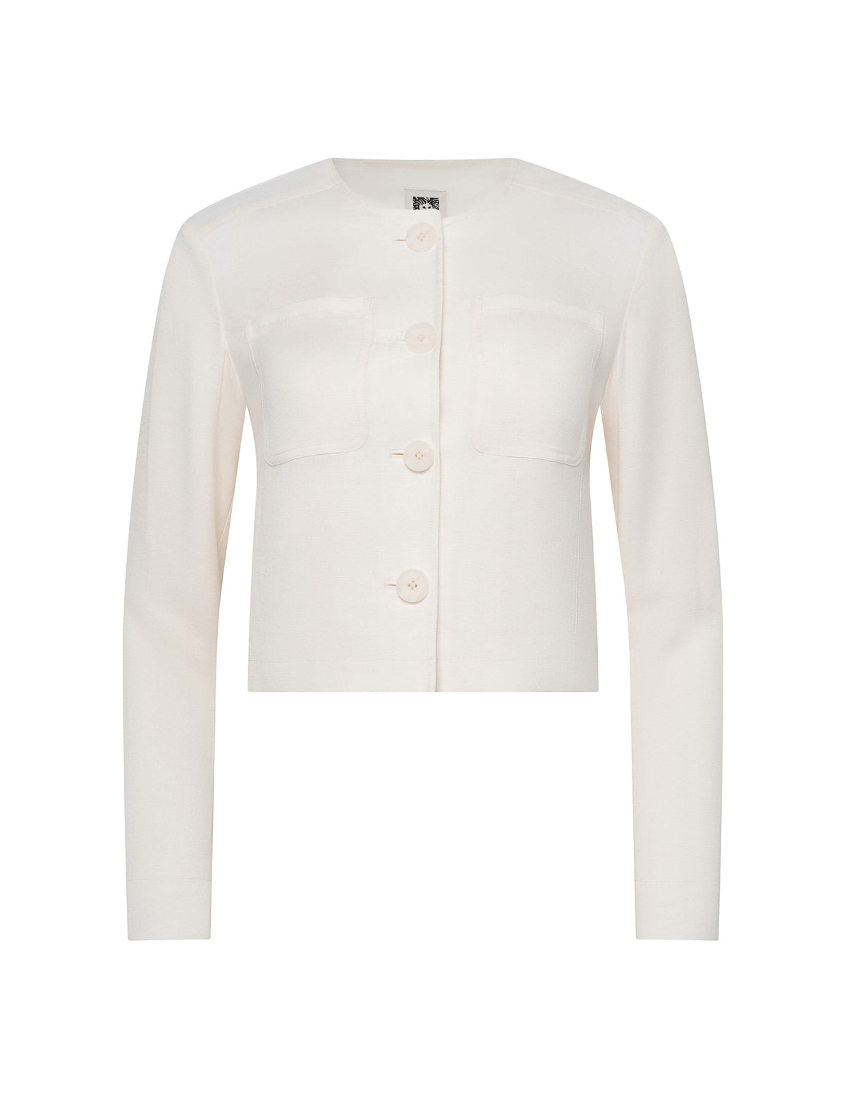 Anne Klein White Dove Linen Button Front Jacket