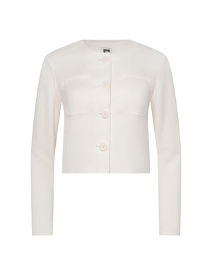 Anne Klein White Dove Linen Button Front Jacket