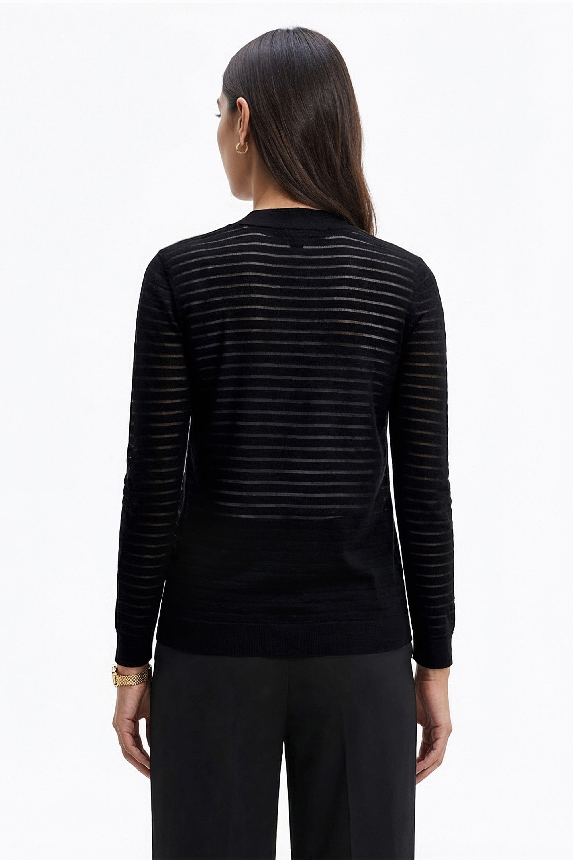 Sheer Stripe Open Front Cardigan Cardigans Kasper