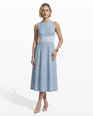Sleeveless Midi Dress with Lace Inset Dresses Kasper