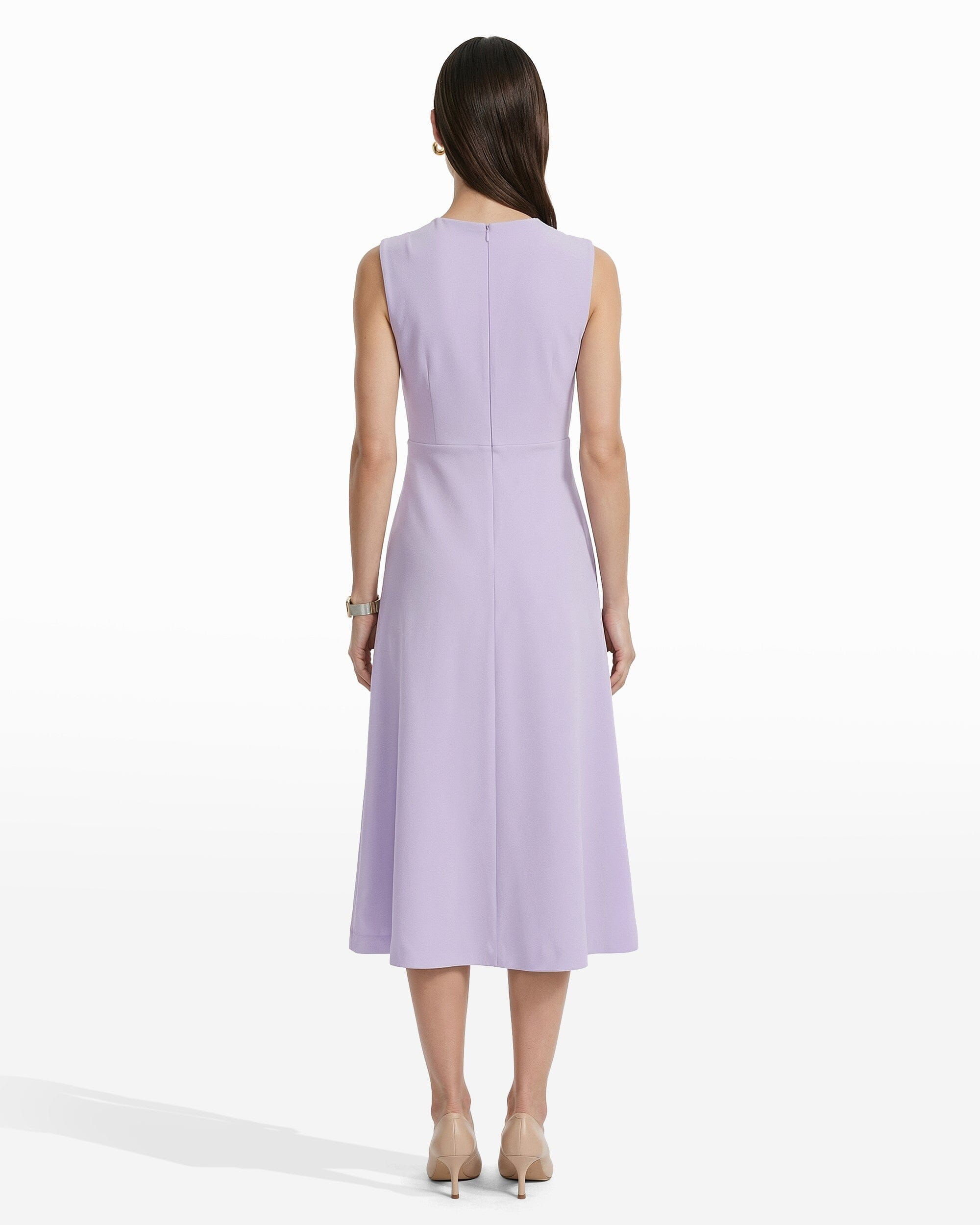 purple a line midi dress Purple Cotton Poplin Paneled A-Line Midi Dress 64" / Tall (5'7" and above)