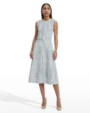 Anne Klein Fringed Midi Dress with Center Front Seam