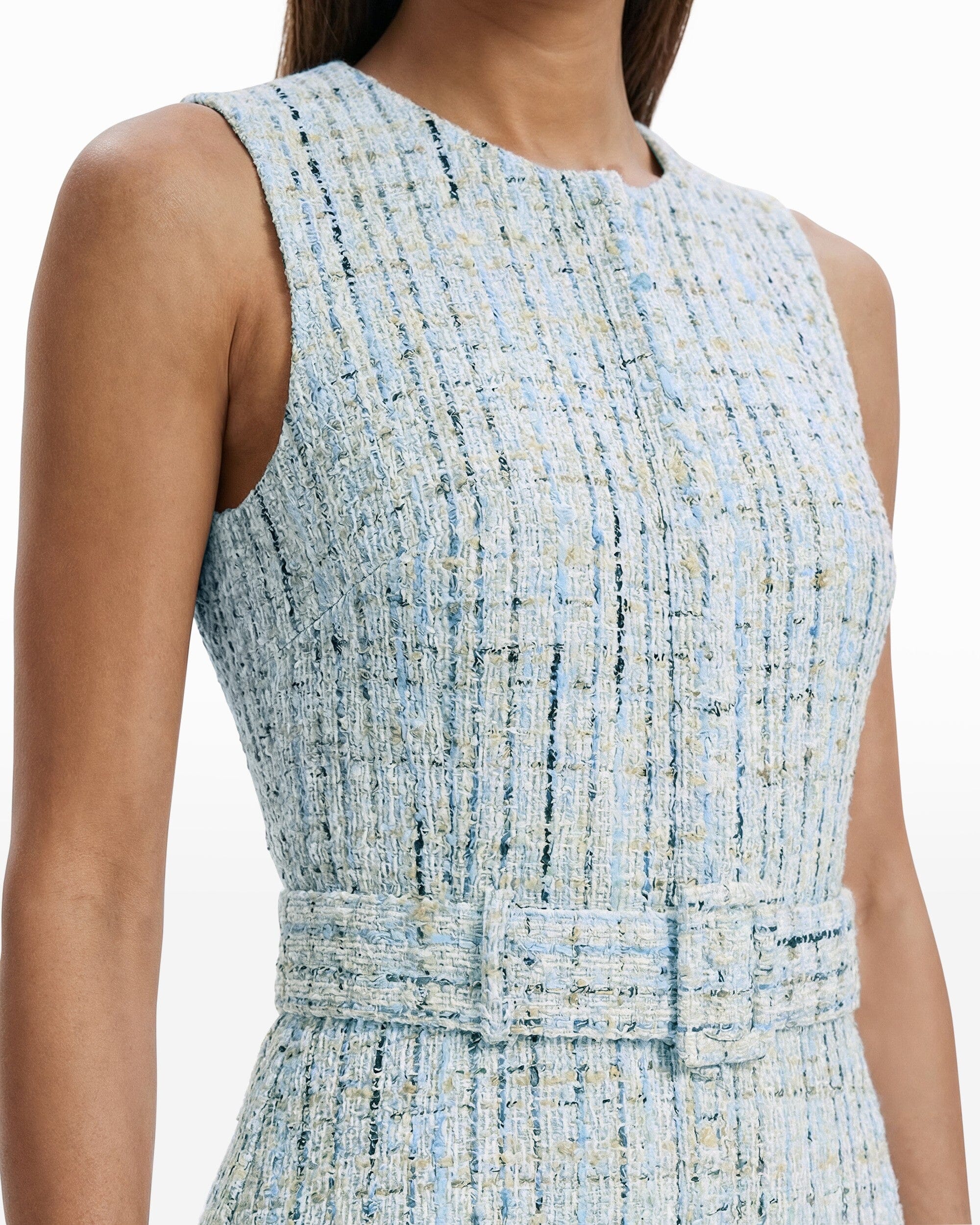 tweed midi dress Lorelei Black High Neck elongating line while the textured fabric adds depth and character Sleeveless Midi Dress ERDEM