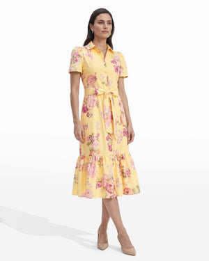 Anne Klein Short Sleeve Tiered Construction Shirt Dress