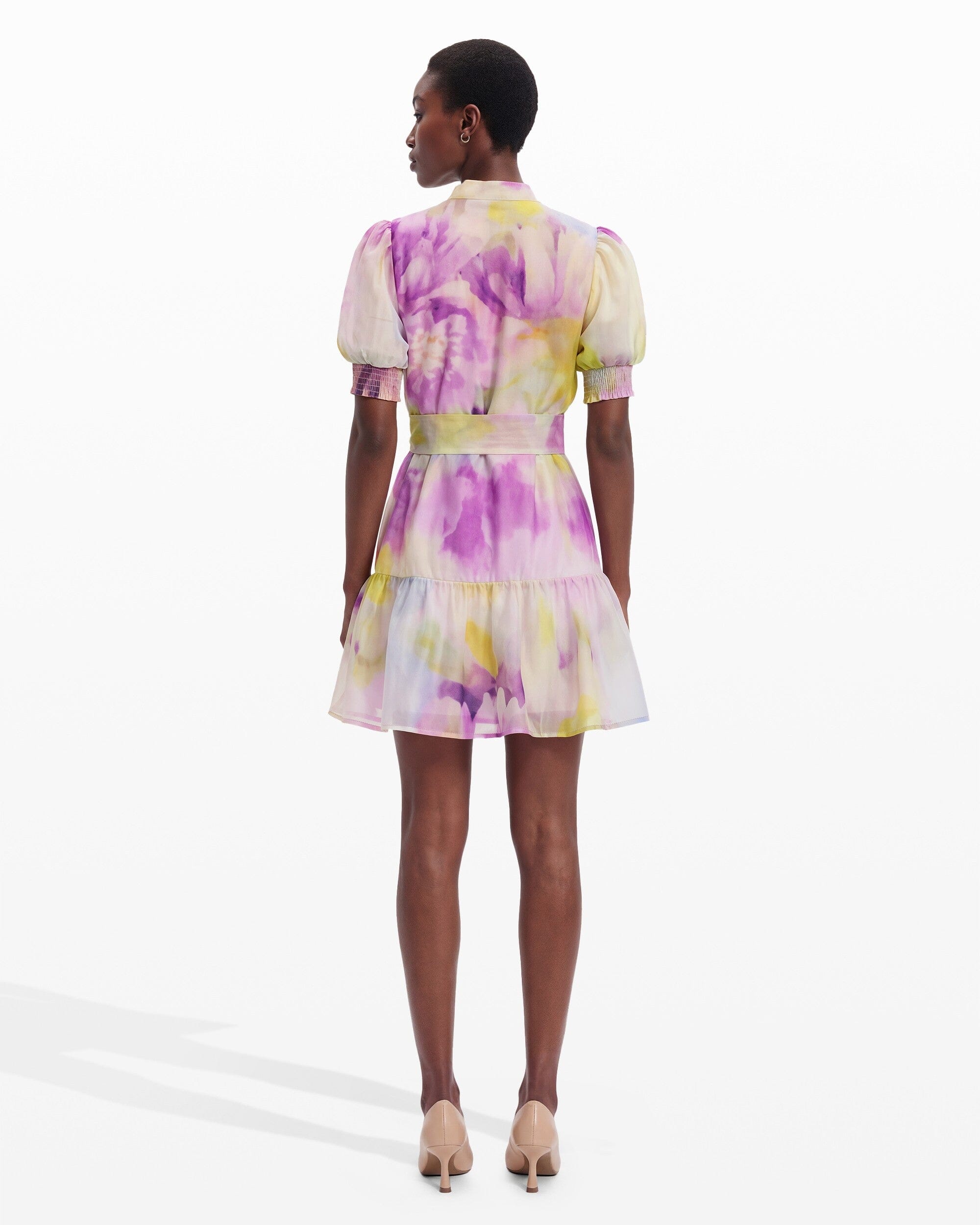 Anne Klein Puff Sleeve Short Shirt Dress