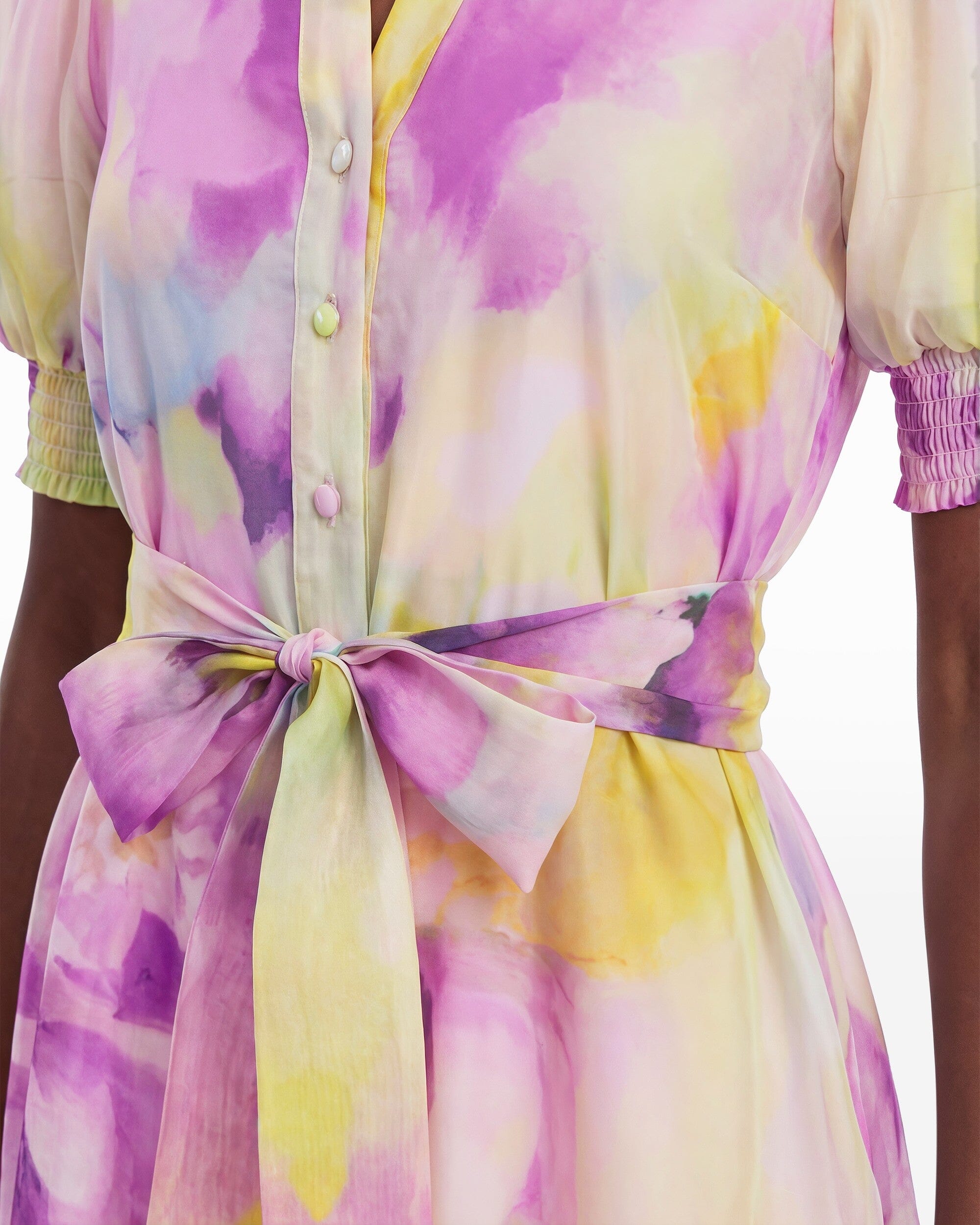 Anne Klein Puff Sleeve Short Shirt Dress