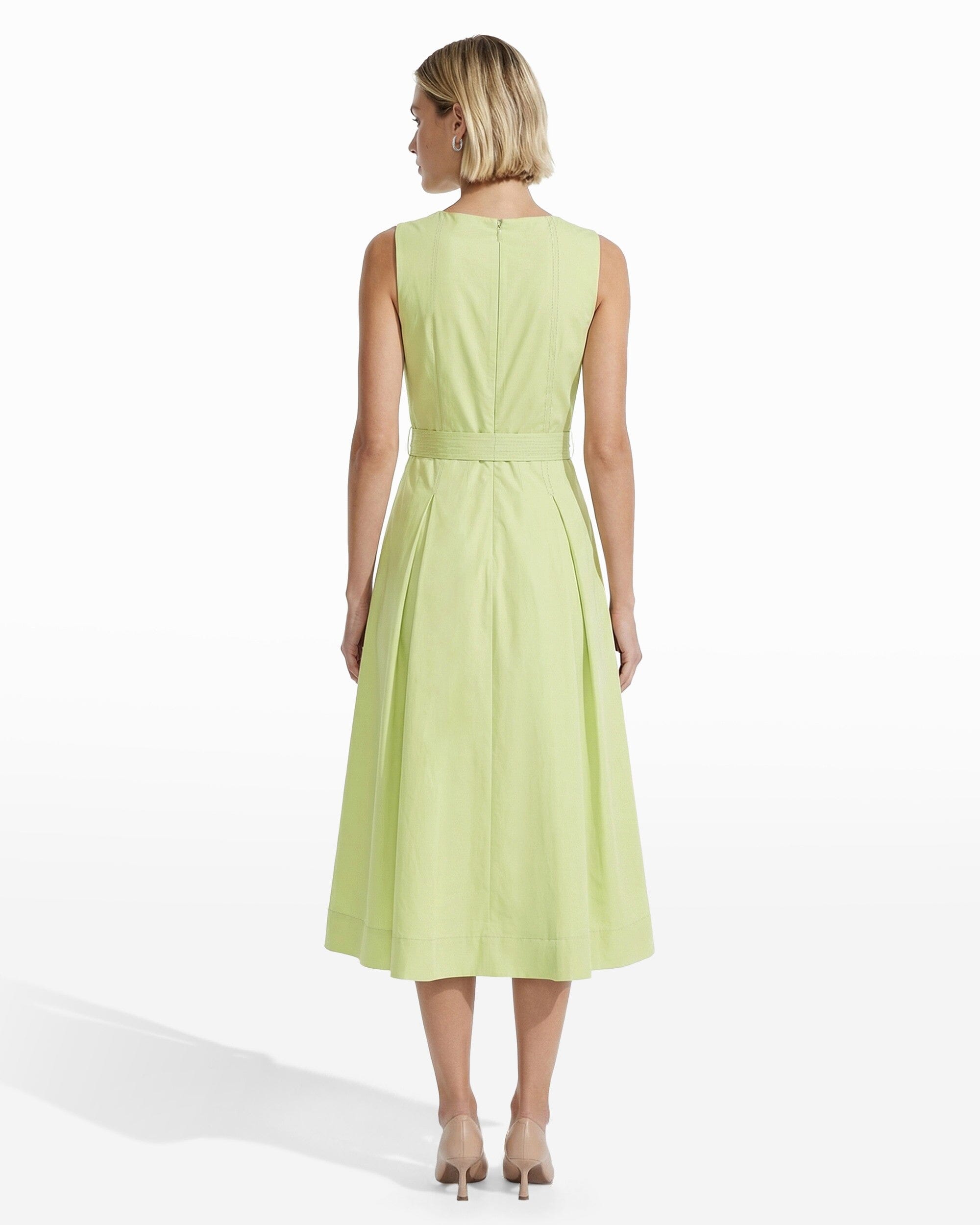 Anne Klein Paneled Bodice Jewel Neck Midi Length Dress