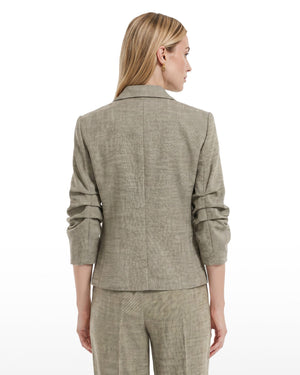 Scrunch Sleeve One-Button Jacket with Flap Pockets Apparel & Accessories Kasper