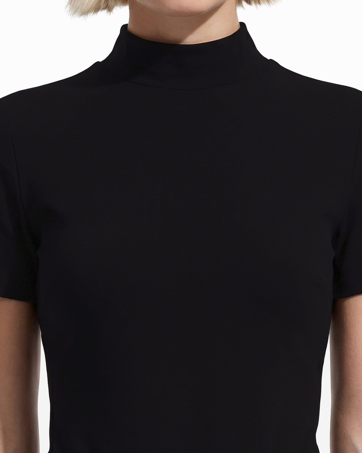 Anne Klein Short Sleeve Mock Neck Knit Top