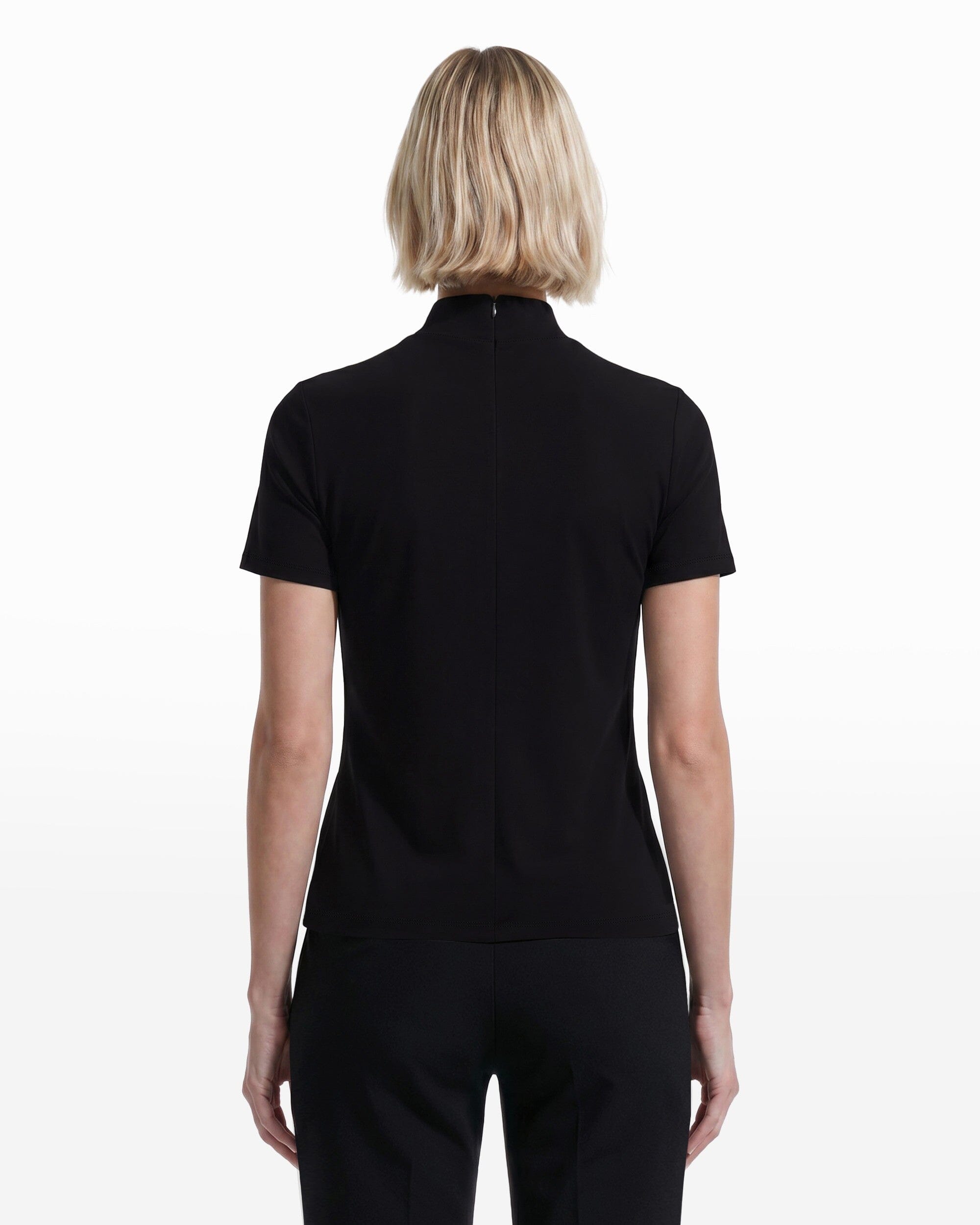 Short Sleeve Mock Neck Knit Top Clothing Kasper