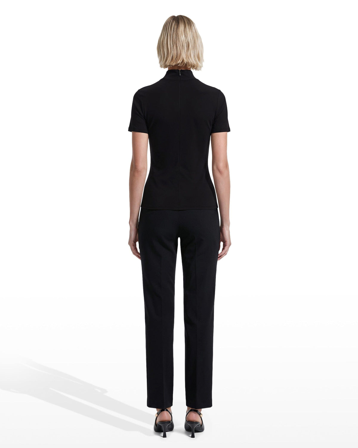Anne Klein Short Sleeve Mock Neck Knit Top
