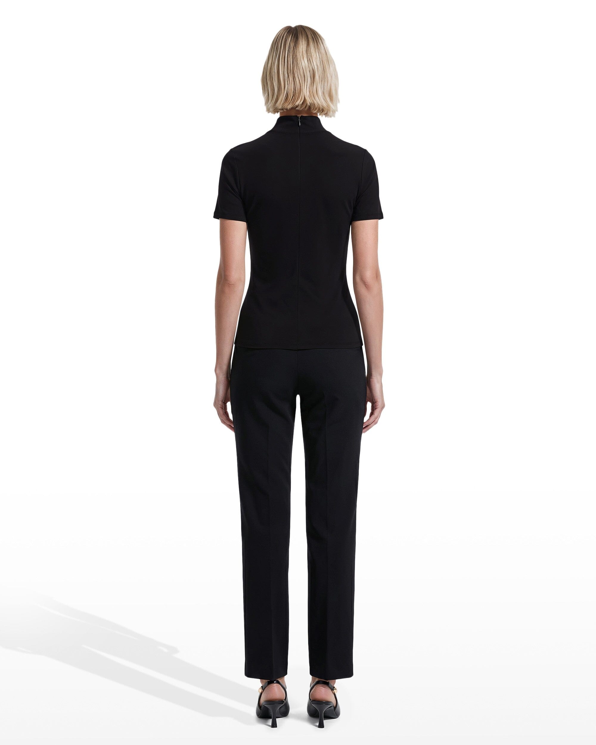 Short Sleeve Mock Neck Knit Top Clothing Kasper