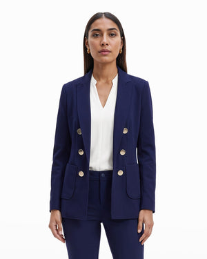 Anne Klein Compression Collection Faux Double Breasted Blazer With Patch Pockets
