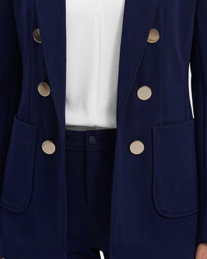 Anne Klein Distant Mountain Compression Collection Faux Double Breasted Blazer With Patch Pockets