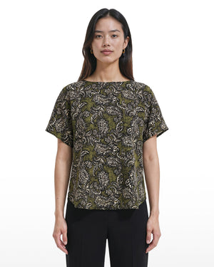 Short Sleeve Bateau Neck Woven Blouse Apparel & Accessories Kasper