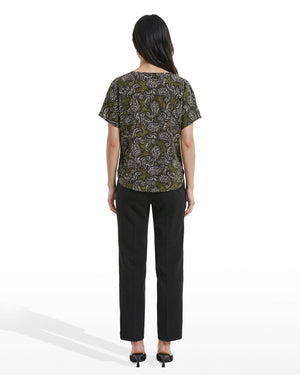 Short Sleeve Bateau Neck Woven Blouse Apparel & Accessories Kasper