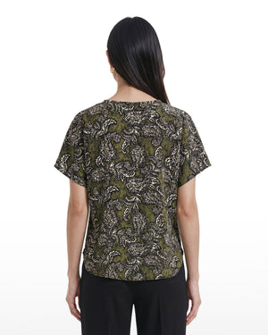Short Sleeve Bateau Neck Woven Blouse Apparel & Accessories Kasper