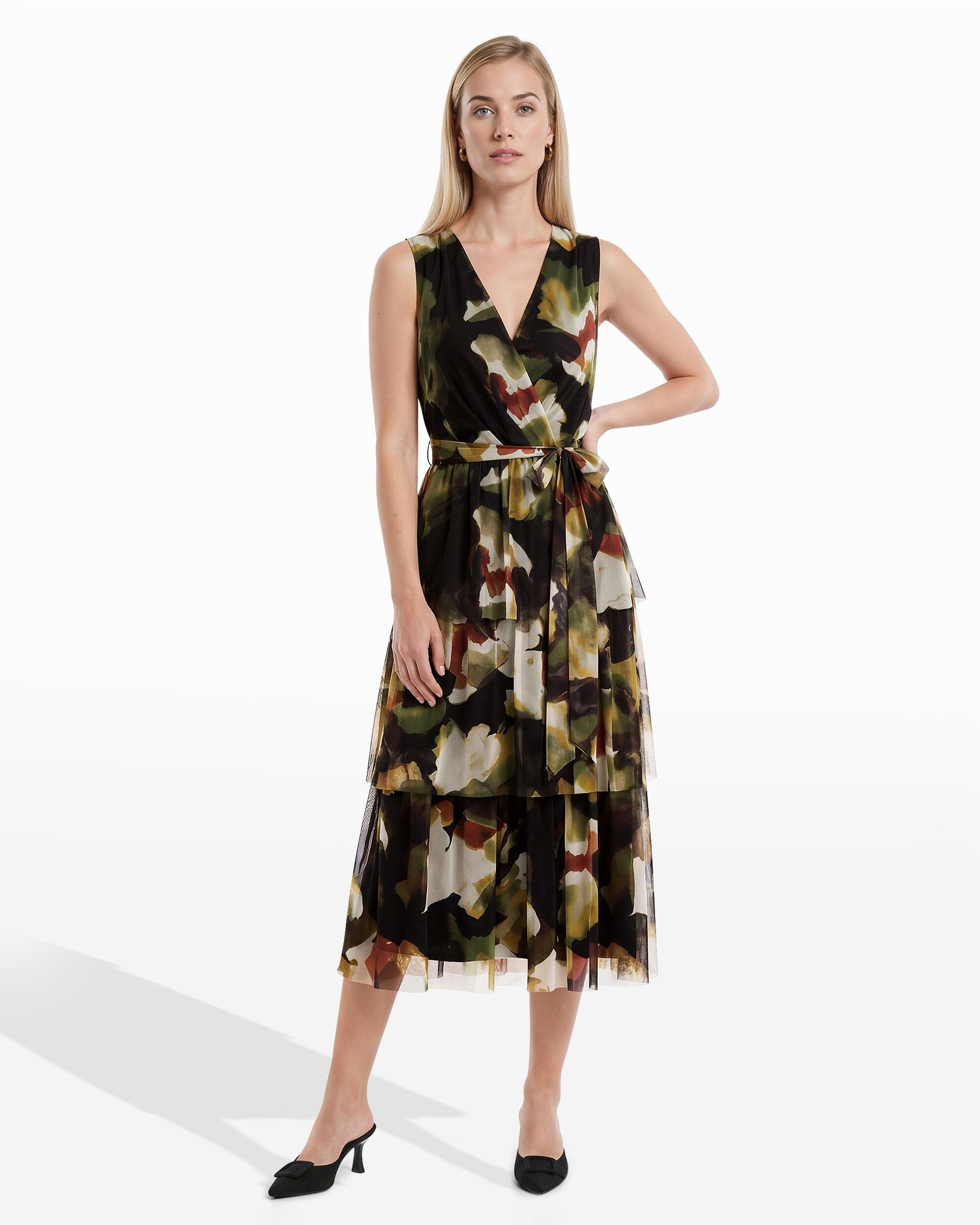 Anne Klein Surplice Tiered Midi Dress