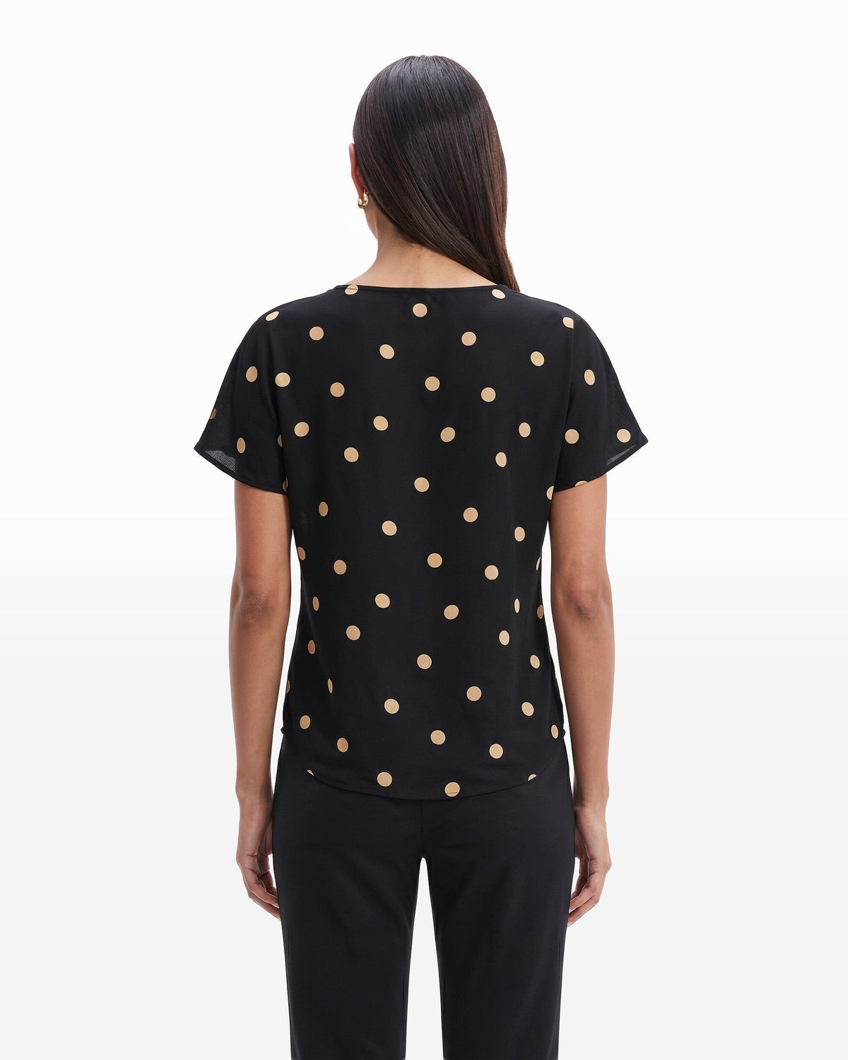 Anne Klein Large Dot Bateau Neck Short Sleeve Blouse