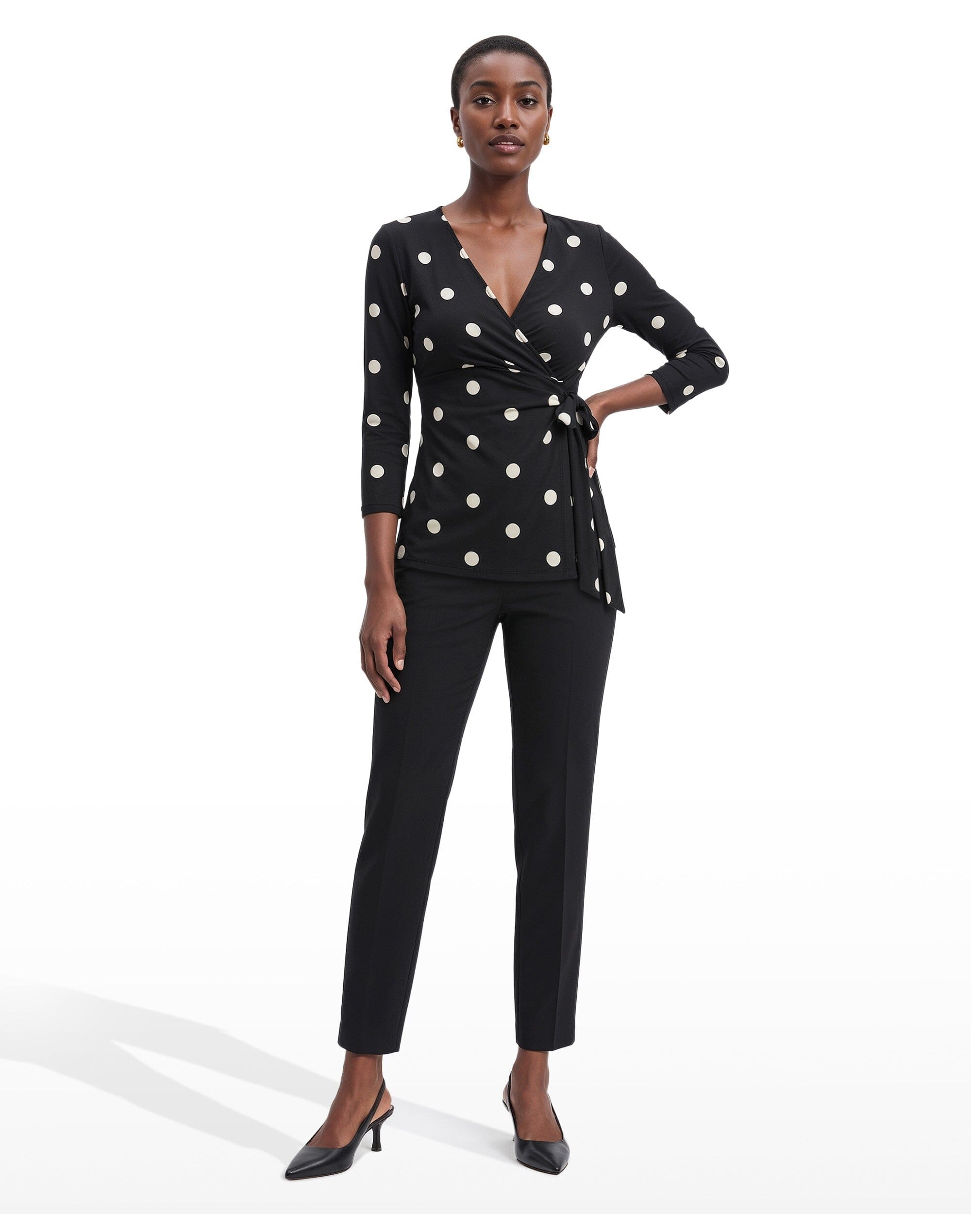Printed Faux Wrap Top Clothing Kasper
