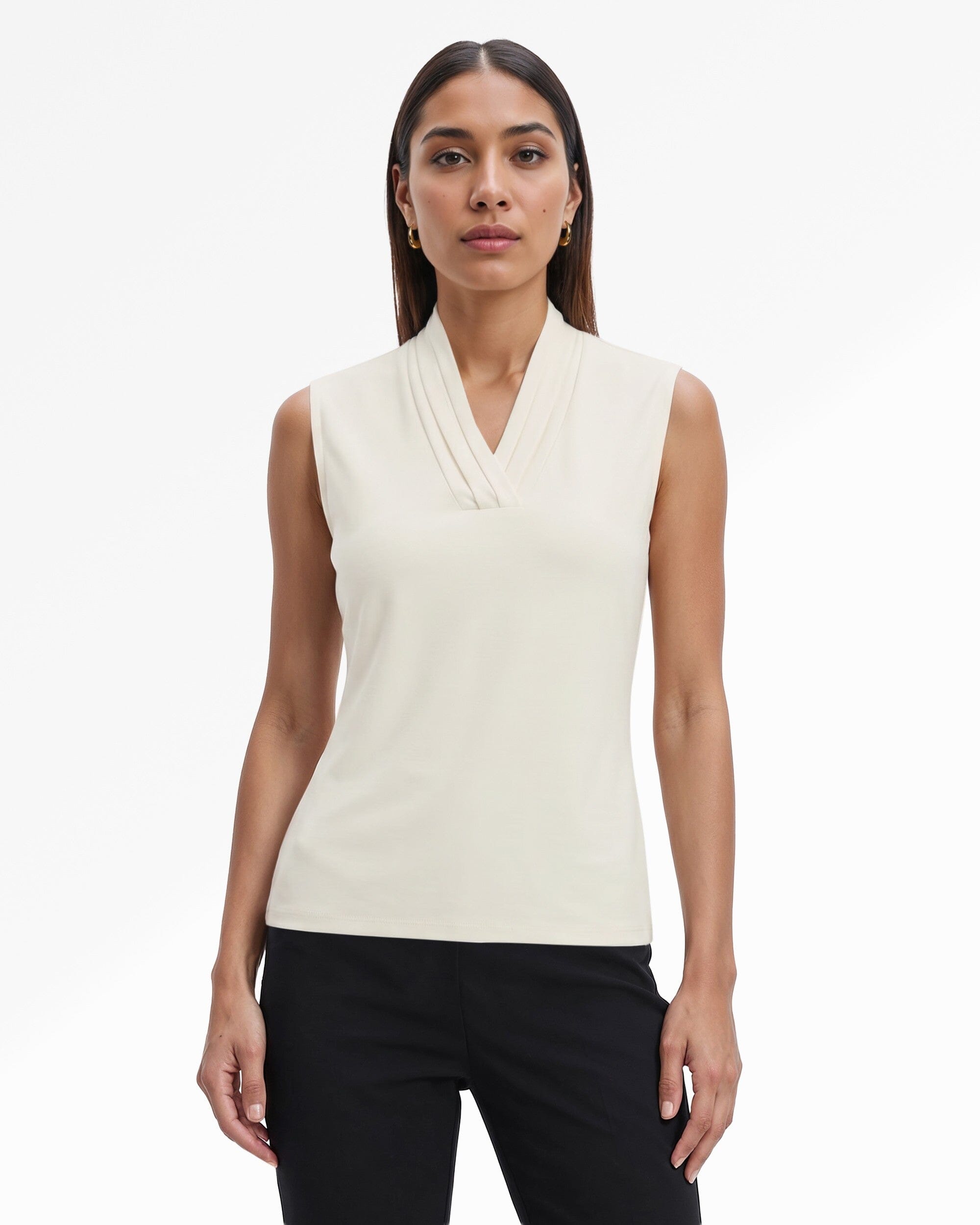 V-Neck Triple Pleat Top Clothing Kasper