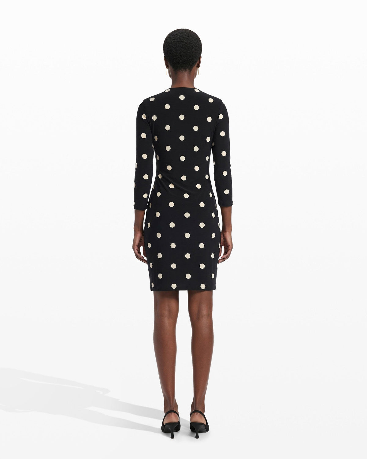 Anne Klein Anne Black/Anne White Dot Print Faux Wrap Dress