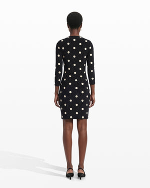Dot Print Faux Wrap Dress Clothing Kasper