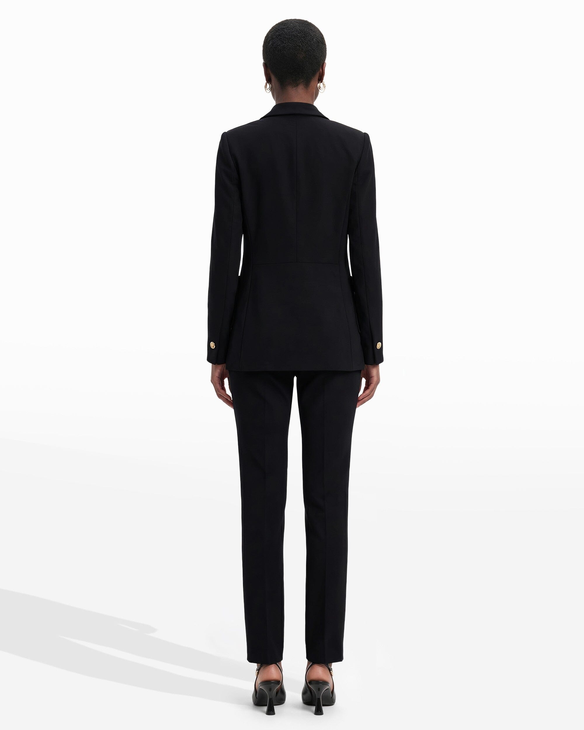 Faux Double Breasted Blazer With Patch Pockets Clothing Kasper