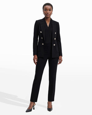 Faux Double Breasted Blazer With Patch Pockets Clothing Kasper